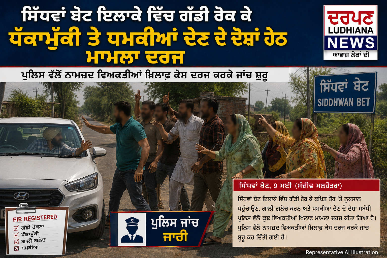 ਗੱਡੀ ਰੋਕ ਕੇ ਧਮਕੀਆਂ ਦੇਣ ਦੇ ਦੋਸ਼ਾਂ ਹੇਠ ਕੇਸ ਦਰਜ