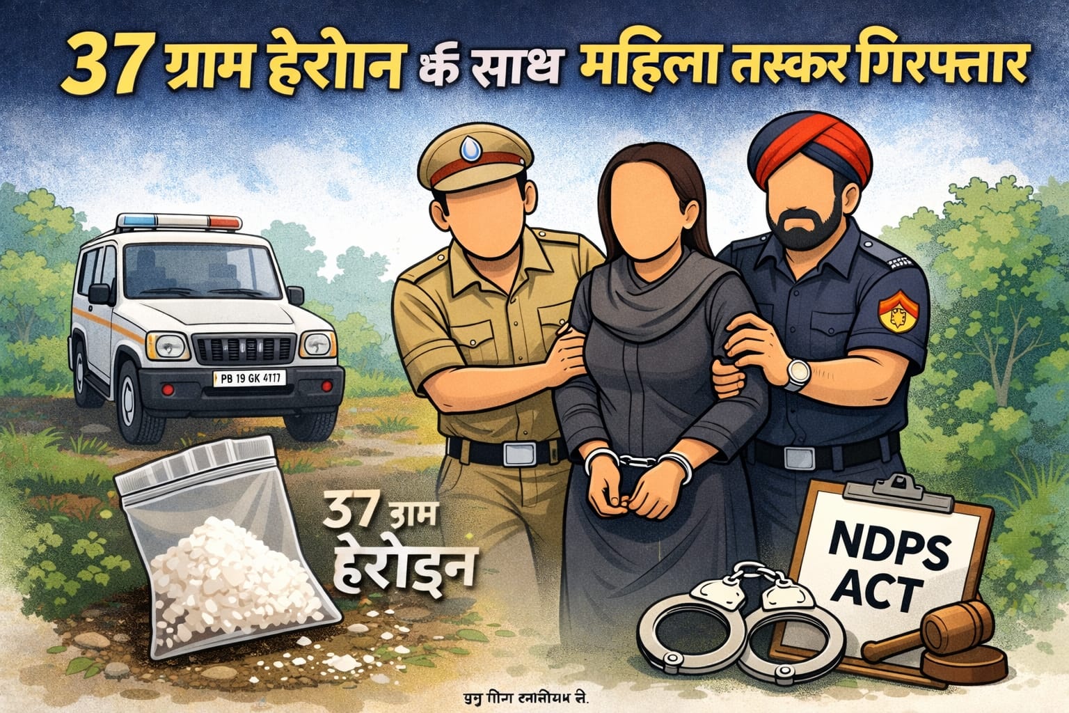 37 ग्राम हेरोइन सहित महिला तस्कर गिरफ्तार, जगराओं पुलिस की कार्रवाई |