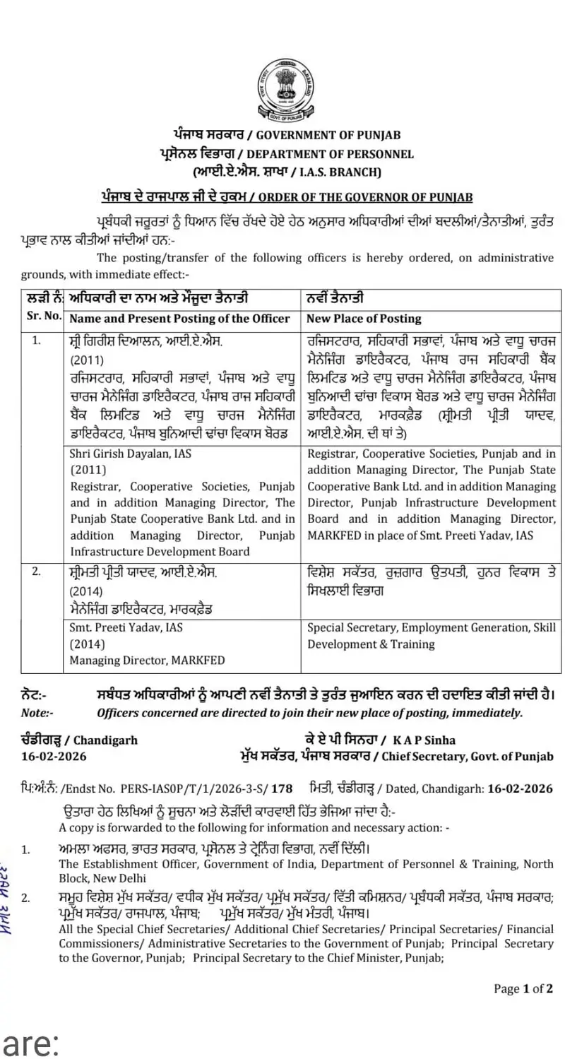 punjab-government-ias-transfer-february-2026